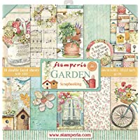 Stamperia Bloc de Scrapbooking 10 Hojas 30.5x30.5 (12&quot-x12&quot-) 2 Caras-Garden- Multicolor- 30.5cmX30.5cm